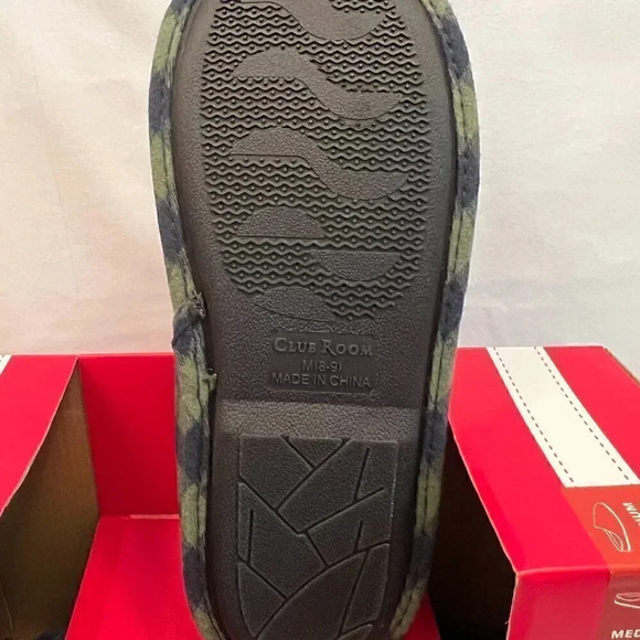 MEN'S CLUB ROOM SLIPPERS SIZE 6-7 & 8-9 SHEPRA LINED  BLUE GREEN PLAID UNISEX - Picture 3 of 9